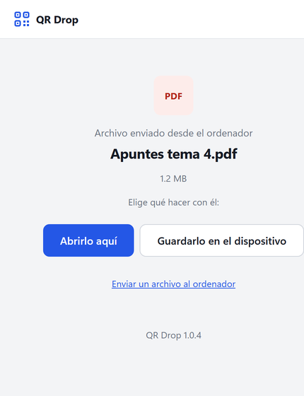 En el móvil o la tableta: al escanear, eliges si lo abres ahí mismo o lo guardas. No se instala nada.